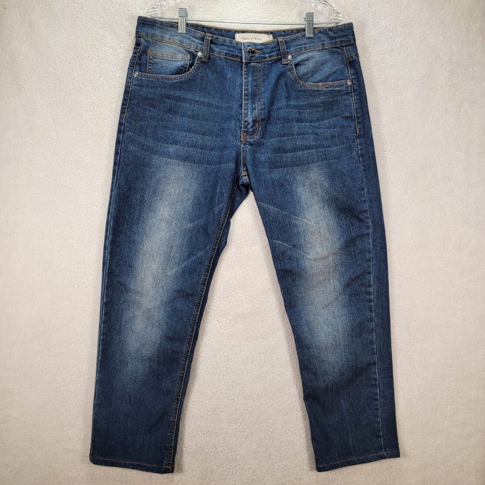 Stiches Rivets Blue Rinsed Denim Stretch High Rise Cropped Skinny Ankle Jeans